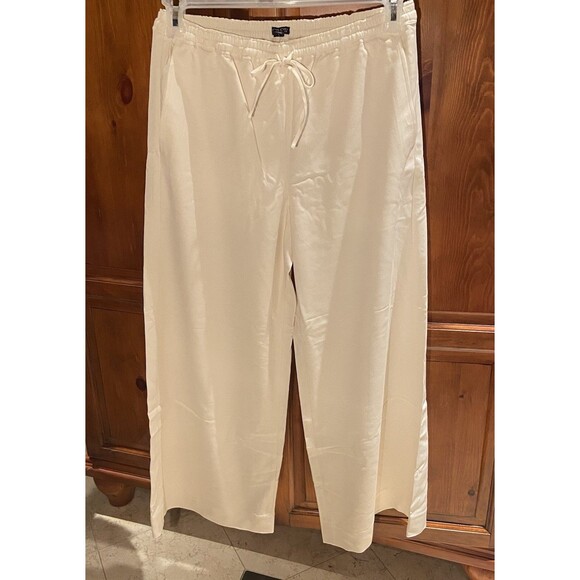 J.Crew Women’s Superwide Stratus Pant City Twill Ivory Drawstring Size 6 Petite - Picture 3 of 12